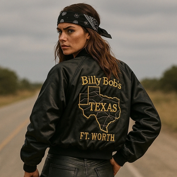 Billy Bob's Texas Ft. Worth Deadstock XL Womens Satin Embroidered Bomber Jacket - Picture 1 of 13